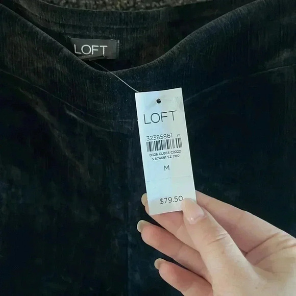 NWT Loft Black Ribbed Velour Pants - Picture 6 of 6
